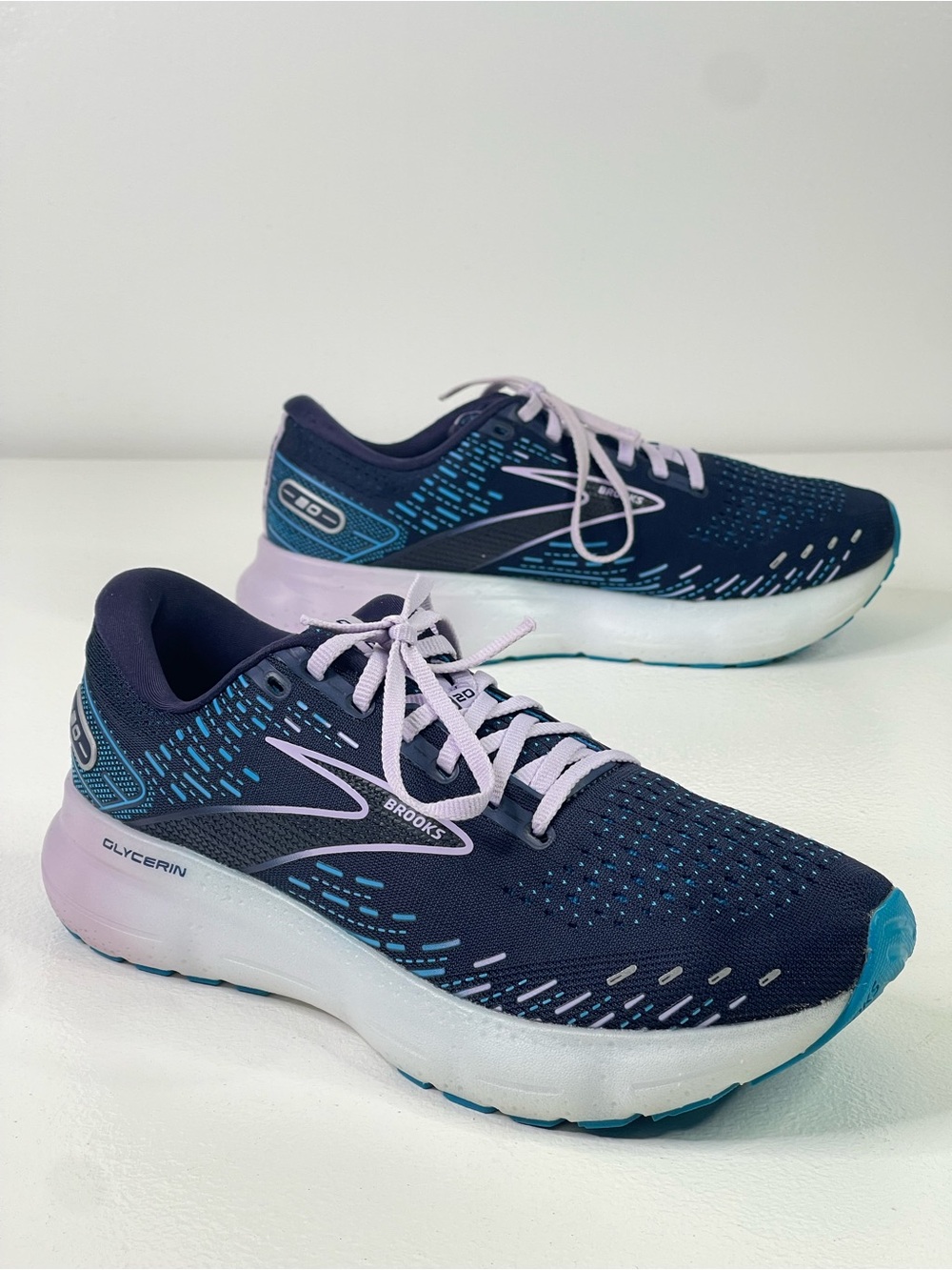 Brooks Glycerin 20 Navy Blue Purple Mesh Running Shoes Women’s Size 10.5 B
